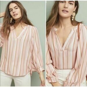 Maeve by Anthropologie Byron Striped Pink Blouse (Pinky Peach Stripe)